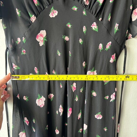 Betsey Johnson X Urban Outfitters Black Floral Flutter Sleeve Maxi Dress Size 4 - Picture 8 of 10